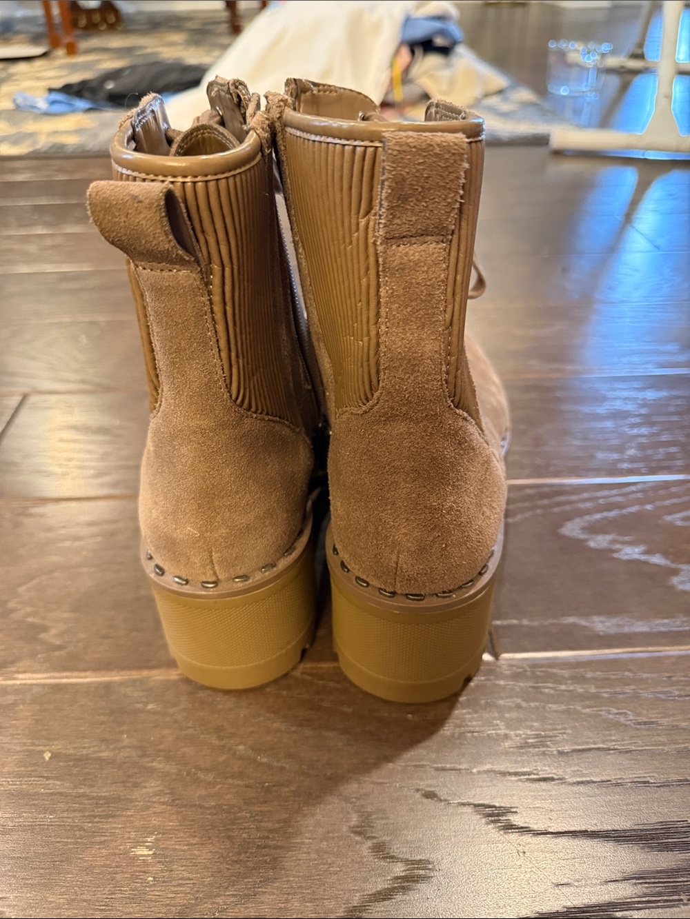 Vince Camuto Taupe Suede Lace-Up Platform Combat Boots - Picture 6 of 10